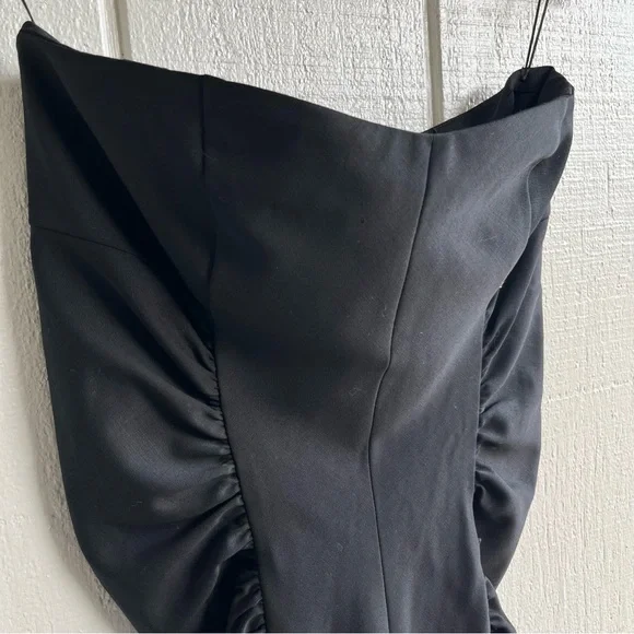 Max Mara Sportmax Strapless Ruched Dress Black Virgin Wool Knee Length Size S - Picture 5 of 11